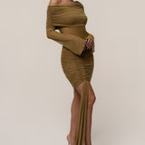 Lime After Hours Drape Dress