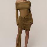 Lime After Hours Drape Dress