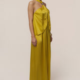 Yellow Cascade Satin Pant Set