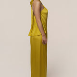 Yellow Cascade Satin Pant Set