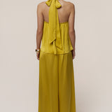Yellow Cascade Satin Pant Set