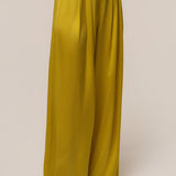 Yellow Cascade Satin Pant Set