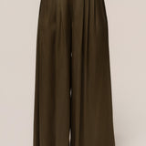 Olive Cascade Satin Pant Set