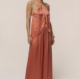Salmon Cascade Satin Pant Set