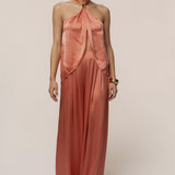 Salmon Cascade Satin Pant Set