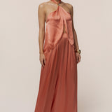 Salmon Cascade Satin Pant Set