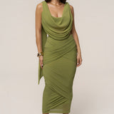 Lime Divine Drape Skirt Set