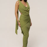 Lime Divine Drape Skirt Set