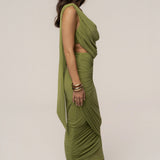 Lime Divine Drape Skirt Set