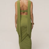 Lime Divine Drape Skirt Set