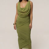Lime Divine Drape Skirt Set