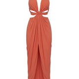 Coral Warm Sunsets Maxi Dress