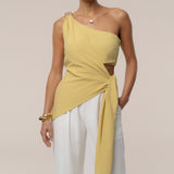 Yellow Palmera One Shoulder Top