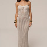Cream Camila Crochet Maxi Dress
