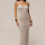 Cream Camila Crochet Maxi Dress