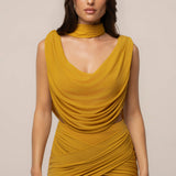 Yellow Divine Drape Mesh Skirt Set