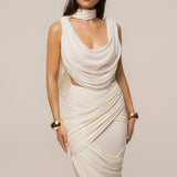 Ivory Divine Drape Mesh Skirt Set