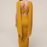 Yellow Divine Drape Mesh Skirt Set