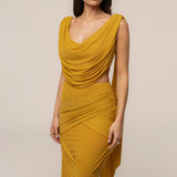 Yellow Divine Drape Mesh Skirt Set