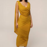 Yellow Divine Drape Mesh Skirt Set