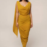 Yellow Divine Drape Mesh Skirt Set