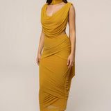 Yellow Divine Drape Mesh Skirt Set