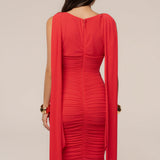 Hot Coral Anastassia Gold Accent Dress