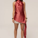 Salmon Roselle Satin Blouse