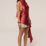 Salmon Roselle Satin Blouse