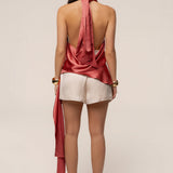Salmon Roselle Satin Blouse