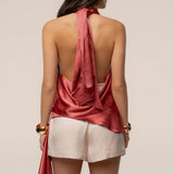 Salmon Roselle Satin Blouse