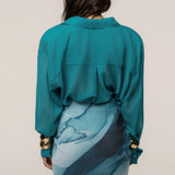 Aqua Fierce Form Button-Down Shirt