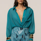 Aqua Fierce Form Button-Down Shirt