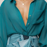 Aqua Fierce Form Button-Down Shirt