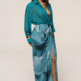 Aqua Fierce Form Button-Down Shirt