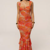 Orange Petal Radiance Maxi Dress