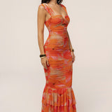 Orange Petal Radiance Maxi Dress