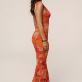 Orange Petal Radiance Maxi Dress
