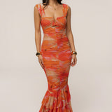 Orange Petal Radiance Maxi Dress