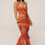 Orange Petal Radiance Maxi Dress