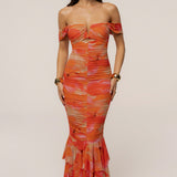 Orange Petal Radiance Maxi Dress