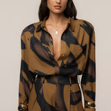 Gold Dusk Fierce Form Button-Down Shirt