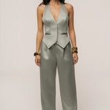Sage City Nights Satin Trouser