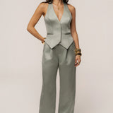 Sage City Nights Satin Trouser