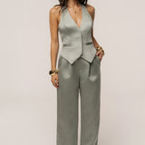 Sage City Nights Satin Trouser