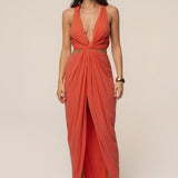 Coral Warm Sunsets Maxi Dress