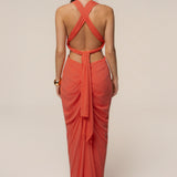 Coral Warm Sunsets Maxi Dress