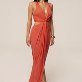 Coral Warm Sunsets Maxi Dress