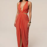 Coral Warm Sunsets Maxi Dress