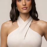 Beige Charlotte Halter Maxi Dress